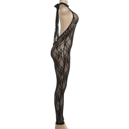 Combinaison Slim en Dentelle Ajourée – Élégance "High Street" par Foamlina