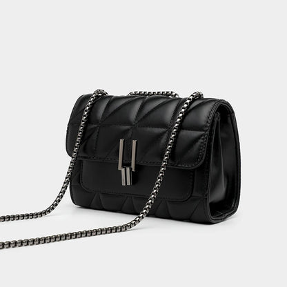 Black Luxury Handbags And Purse Women PU Leather Messenger Shoulder Bag Plaid Female Crossbody Bag Tassel Quilted Brand