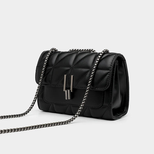 Black Luxury Handbags And Purse Women PU Leather Messenger Shoulder Bag Plaid Female Crossbody Bag Tassel Quilted Brand