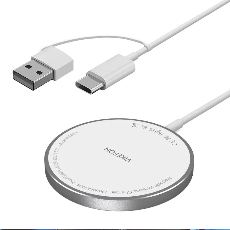 Magnetic Wireless Fast Charger Dual USB Port Mini Charging Pad For iPhone 17 16 15 14 13 12 Pro Max Universal Phone Accessory