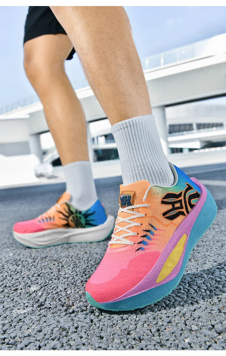 Marathon Men Running Shoes Carbon Board Sports Breathable Comfortable Athletic Air Cushion Women's Lightweight Nonskid Sneakers