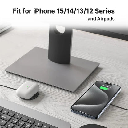 Magnetic Wireless Fast Charger Dual USB Port Mini Charging Pad For iPhone 17 16 15 14 13 12 Pro Max Universal Phone Accessory