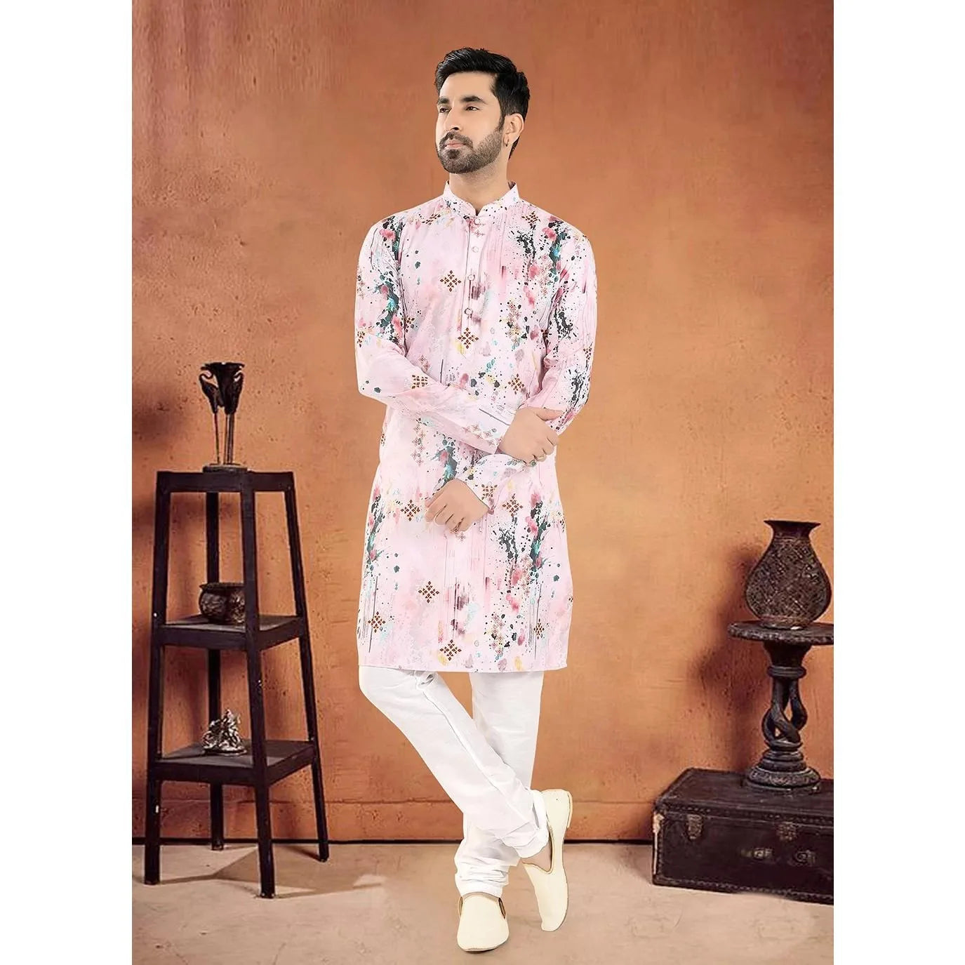 India Men Spring Shirt Tradition Kurtas Vintage Long Blouse