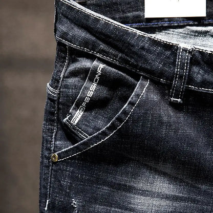 Jean Slim Déchiré Usé Tsingyi – Style Casual, Effet Moustache &amp; Confort Stretch