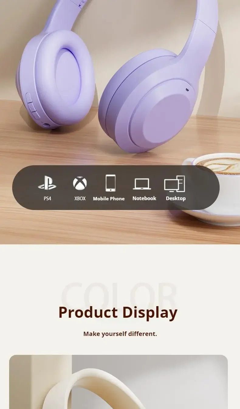 Over-Ear Hi-Fi Stereo M5 Headsets Wireless Bluetooth 5.3 Headphones Sports Gaming Earphones Support TF/AUX Noise Reduction