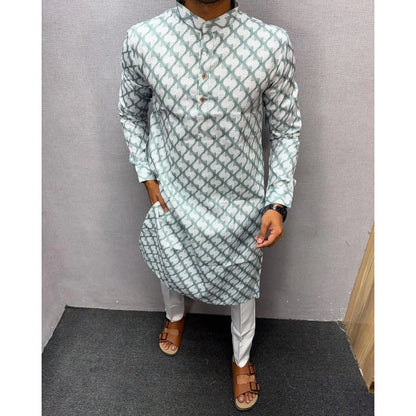 Vardha Regular Fit Kurta Mandarin Collar Long Suitable All Occasions Such Wedding Hari Raya Aidilfitri Prayer Wear Man