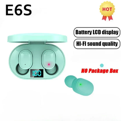 E6S Wireless Bluetooth Earphones TWS Bluetooth Headset Wireless Earbuds Noise Canceling Earphones with Microphone Headphones