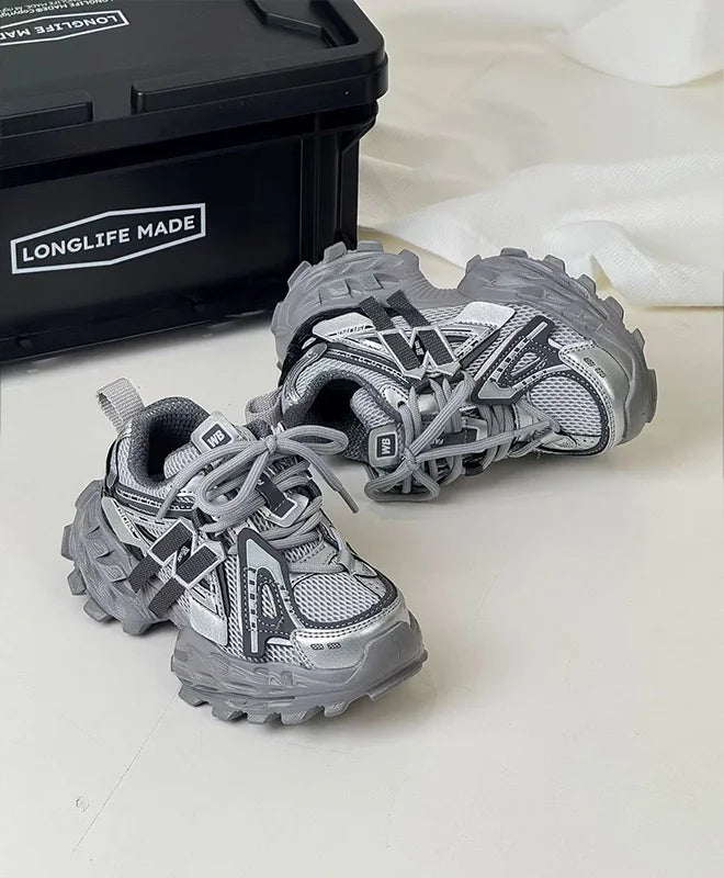 Thick-soled Children's Sports Shoes Autumn Leather Fashion Girl's Running Shoes Boys' Casual Shoes Lace-up Soft Sole Kids Shoes