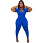 Wmstar Jumpsuit Women Summer Romper V Neck Zipper Short Sleeves Solid Pockets One Piece Outfits Bodysuit Wholesale Dropshipping