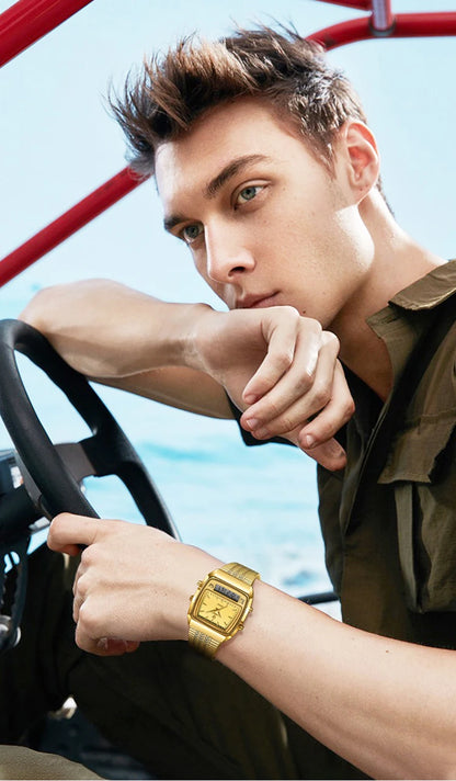 LIEBIG Luxury Dual Display Time Quartz Watches For Men Women Fashion Outdoor Sports Week Waterproof Digital Wristwatches Relojes