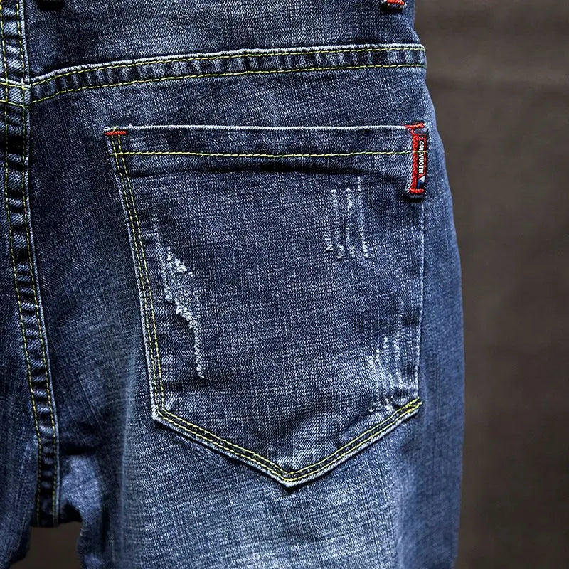 Jean Slim Déchiré Usé Tsingyi – Style Casual, Effet Moustache &amp; Confort Stretch