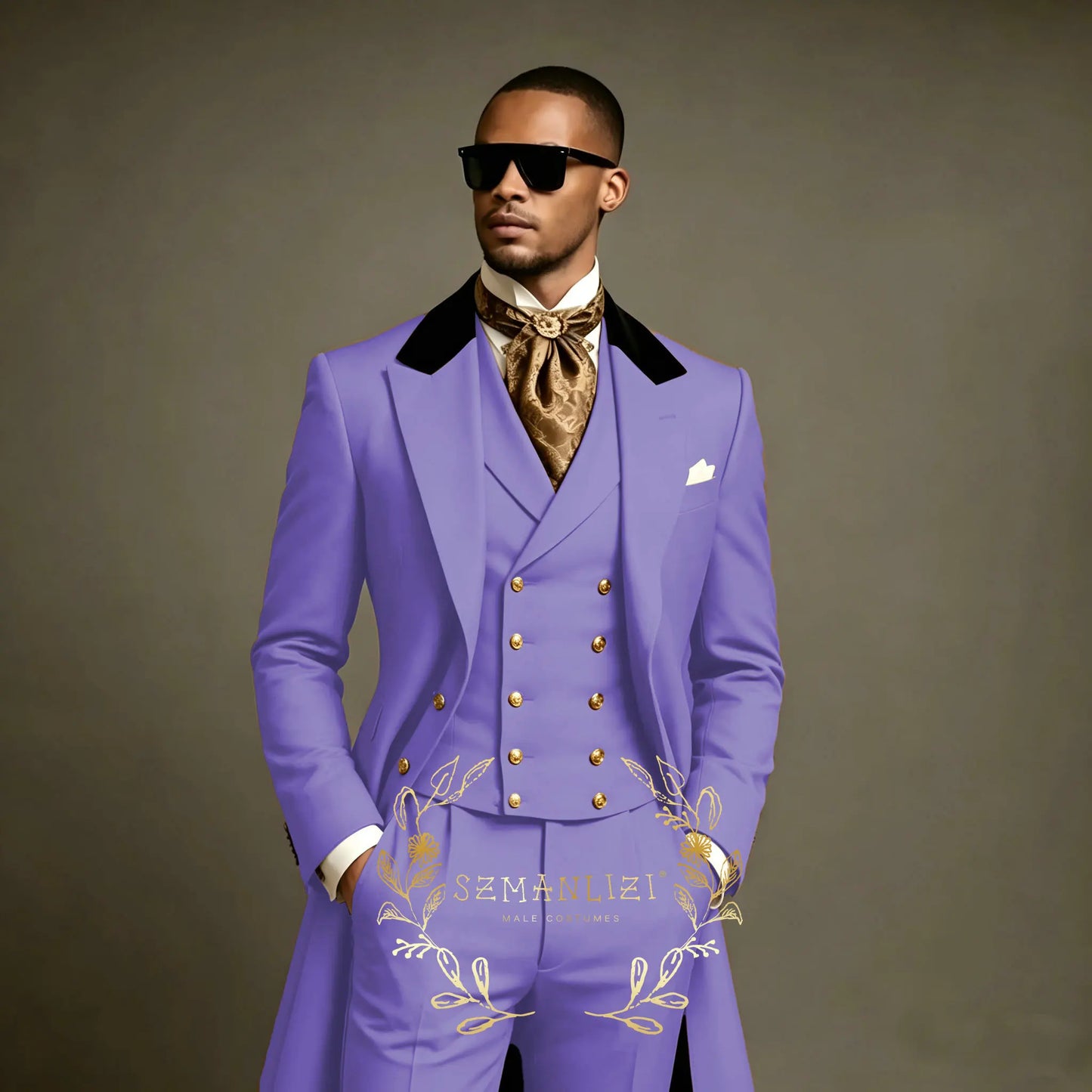 Costume de Mariage Formel – Coupe Droite, Veste Longue Toutes Saisons (Mélange Coton, Polyester &amp; Viscose)