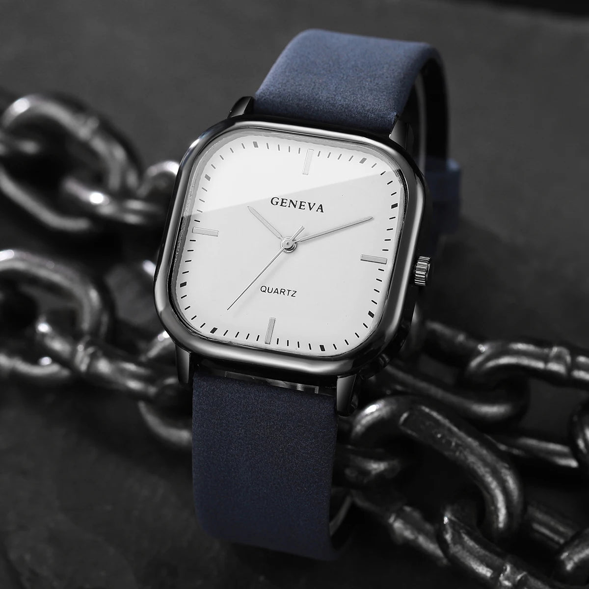 Fashion Square Dial Men's Watches Minimalist Quartz Watch Casual Leather Strap Wristwatch Reloj Hombre（Without Box）