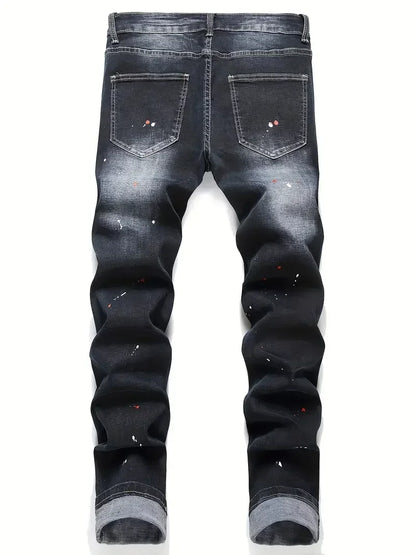 Jean Harem Brodé à Pois LVCCCI'S – Style Casual, Haute Élasticité &amp; Denim Épais
