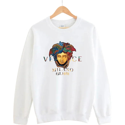 Men's autumn round neck sweatshirt set, luxurious printed simple casual sports set