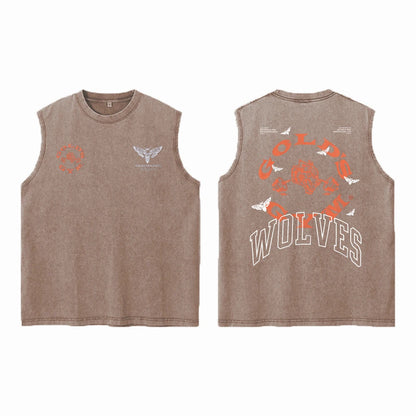 Darc Wolves Sport Vintage Washed Vest Tees Gym Bodybuilding Fitness Sleeveless T Shirts Basketball Workout Darcs Tank Tops