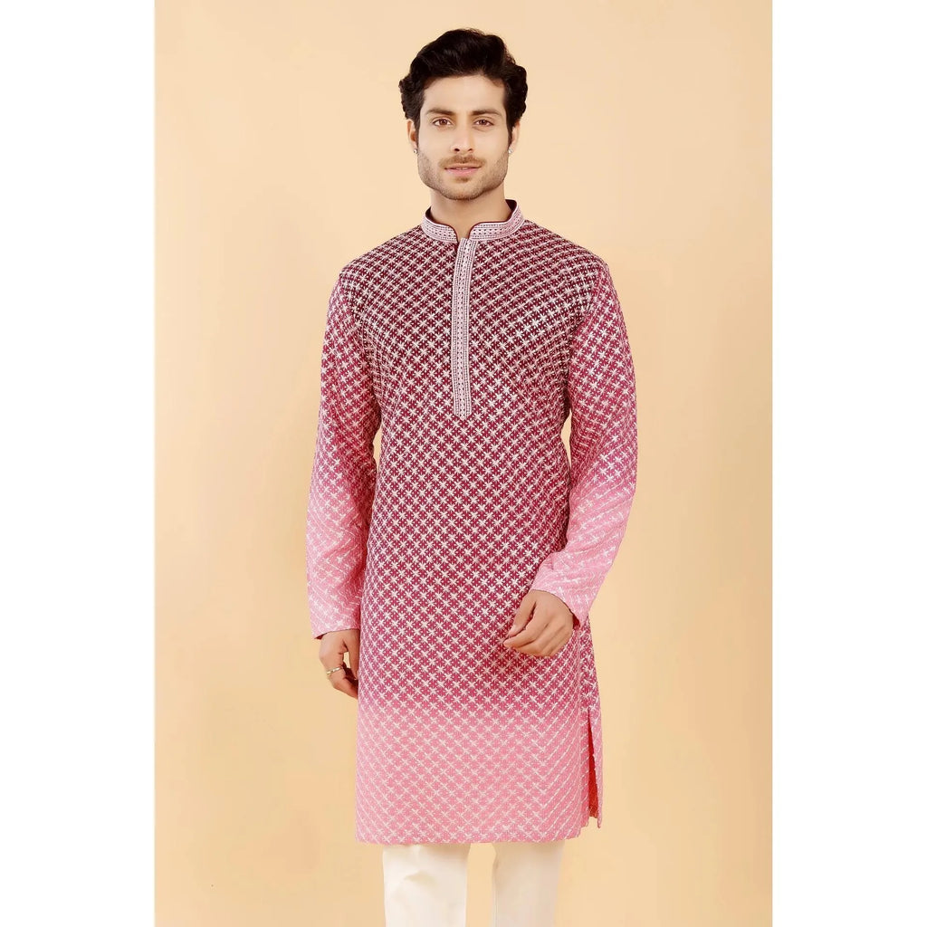 Kurta Vardha Regular Fit Mandarin Collar Long Suitable All Occasions Such Wedding Hari Raya Aidilfitri Gebetskleidung Mann