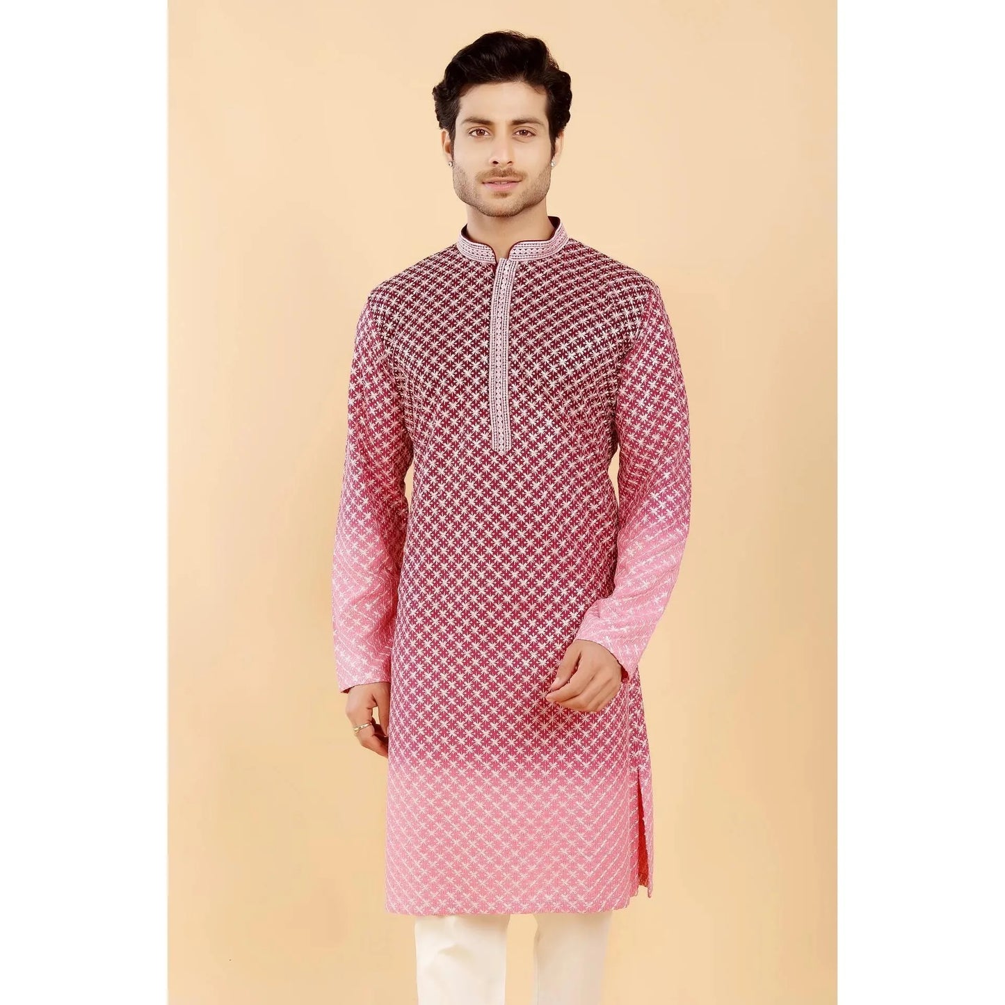 Vardha Regular Fit Kurta Mandarin Collar Long Suitable All Occasions Such Wedding Hari Raya Aidilfitri Prayer Wear Man