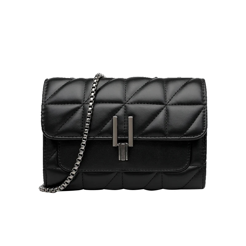 Black Luxury Handbags And Purse Women PU Leather Messenger Shoulder Bag Plaid Female Crossbody Bag Tassel Quilted Brand
