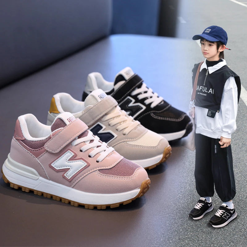 Children's Sneakers Kids Fashion Design White Non-slip Casual Shoes Boys Girls Hook Breathable Sneakers Toddler Outdoor Shoes