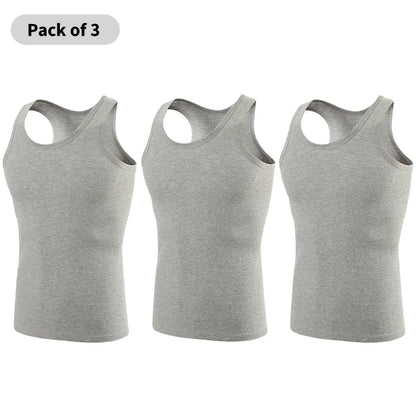 1/3 Pieces Men's Solid Color Basic Cotton Vest Youth Slim Exercise Sweat-absorbent T-shirt Middle-aged Comfortable Bottoming