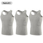 1/3 Pieces Men's Solid Color Basic Cotton Vest Youth Slim Exercise Sweat-absorbent T-shirt Middle-aged Comfortable Bottoming