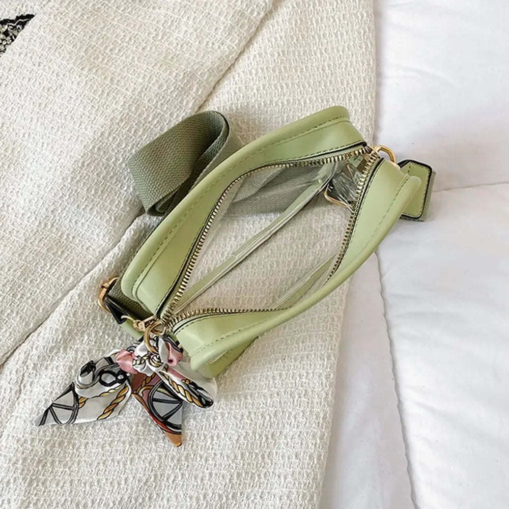 Fashion Shoulder Messenger Bag Transparent Crossbody Bag for Women Girls PVC Jelly Handbag (Excluding Ribbons)