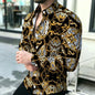 Men's shirt with contrasting stripes, long sleeved shirt, simple geometric lines, slim fit shirt, high-quality business top