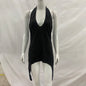 Hottie Irregular Wild Sexy Classic Halter Deep V Neck High Waist Open Back Sleeveless Mini Dress Rave Party Night Club Wear