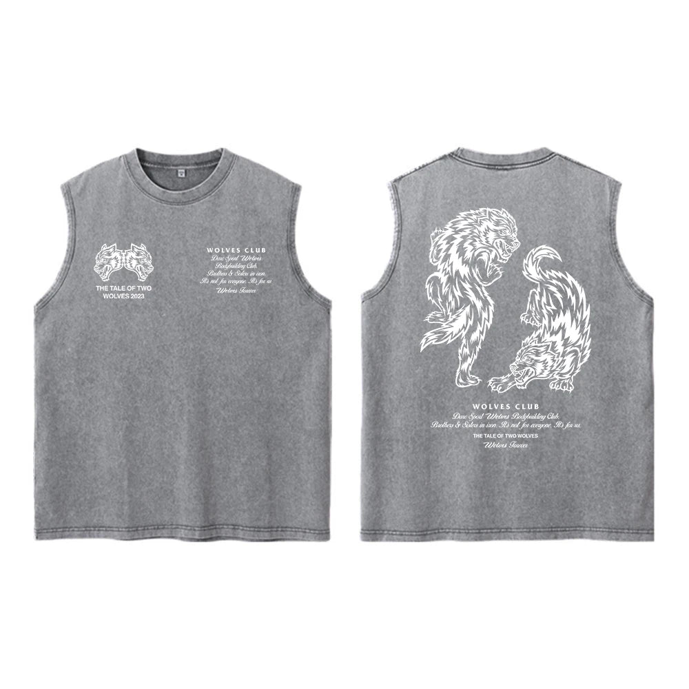Darc Wolves Sport Vintage Washed Vest Tees Gym Bodybuilding Fitness Sleeveless T Shirts Basketball Workout Darcs Tank Tops