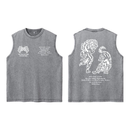 Darc Wolves Sport Vintage Washed Vest Tees Gym Bodybuilding Fitness Sleeveless T Shirts Basketball Workout Darcs Tank Tops