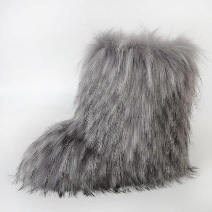 Bottes de Neige de Luxe en Fausse Fourrure EAEOVNI – Chaleur Extrême &amp; Style Hivernal Glamour