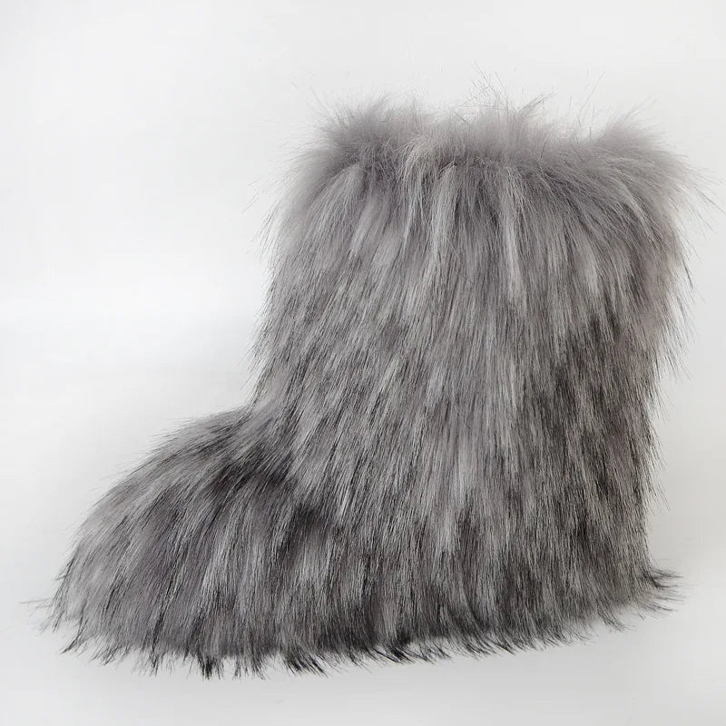 Bottes de Neige de Luxe en Fausse Fourrure EAEOVNI – Chaleur, Style &amp; Confort Gothique Chic