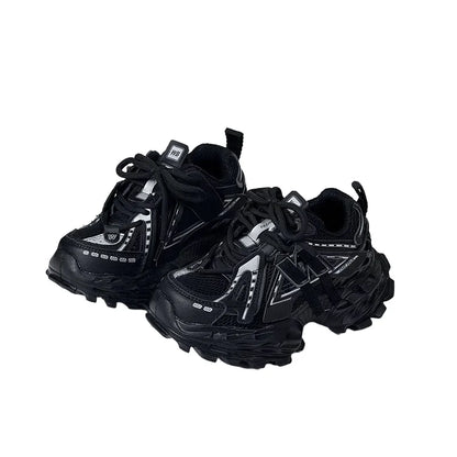Thick-soled Children's Sports Shoes Autumn Leather Fashion Girl's Running Shoes Boys' Casual Shoes Lace-up Soft Sole Kids Shoes