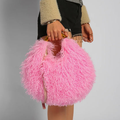 Cabas en Fausse Fourrure – Style Tendance Y2K