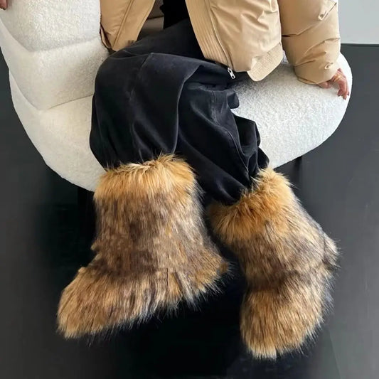 Bottes de Neige de Luxe en Fausse Fourrure EAEOVNI – Chaleur, Style &amp; Confort Gothique Chic