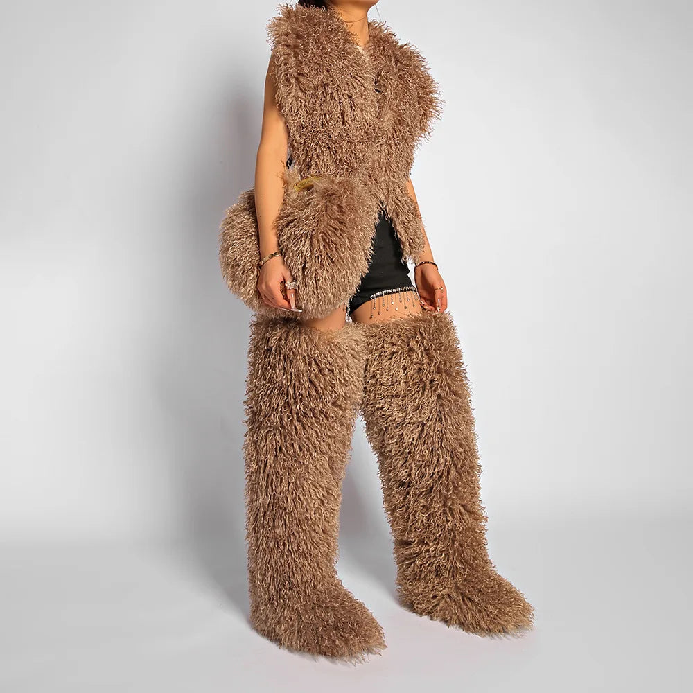 Cabas en Fausse Fourrure – Style Tendance Y2K