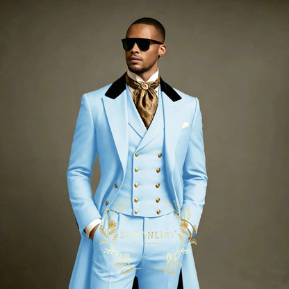 Costume de Mariage Formel – Coupe Droite, Veste Longue Toutes Saisons (Mélange Coton, Polyester &amp; Viscose)