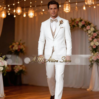 Costume de Mariage &amp; Banquet – Coupe Droite, Élégance Printemps-Automne (Origine France)