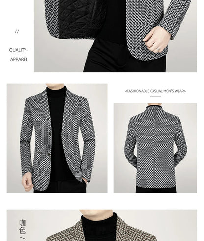 2026 Spring New Men's Blazer Business Casual Suit Jacket Middle Aged Male Fashion Office Wear Outerwear Top
