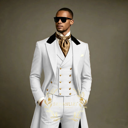Costume de Mariage Formel – Coupe Droite, Veste Longue Toutes Saisons (Mélange Coton, Polyester &amp; Viscose)