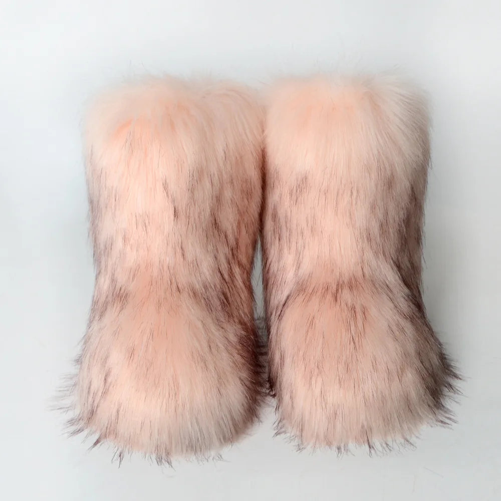 Bottes de Neige de Luxe en Fausse Fourrure EAEOVNI – Chaleur Extrême &amp; Style Hivernal Glamour