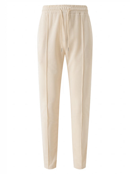 Men's Waffle Check Stand-Up Collar Semi-Casual Business Suit Button-Down Top with Comfortable Trousers have 1/2pieces