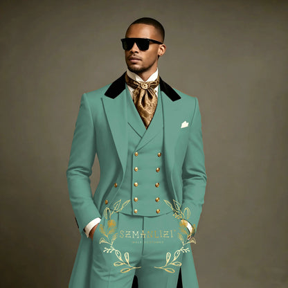 Costume de Mariage Formel – Coupe Droite, Veste Longue Toutes Saisons (Mélange Coton, Polyester &amp; Viscose)