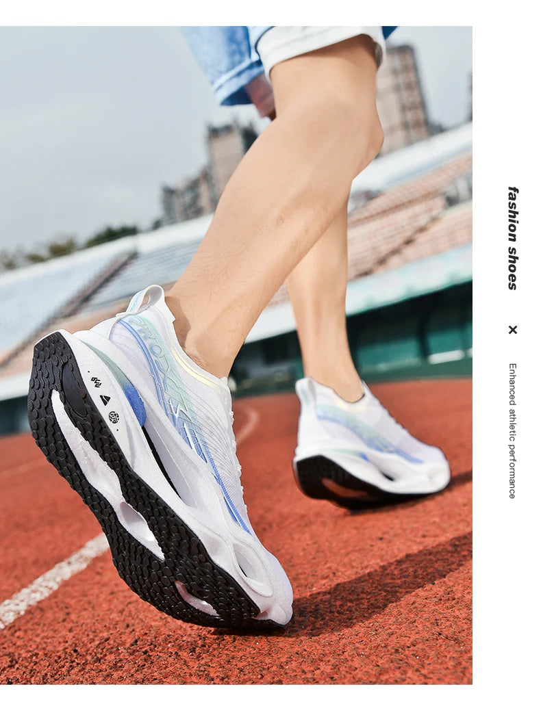 Couple Carbon Plate Running Shoes Ultra-Light Breathable Anti-Slip Sport Shoes Shock Absorption Wear Resistant Casual Sneakers