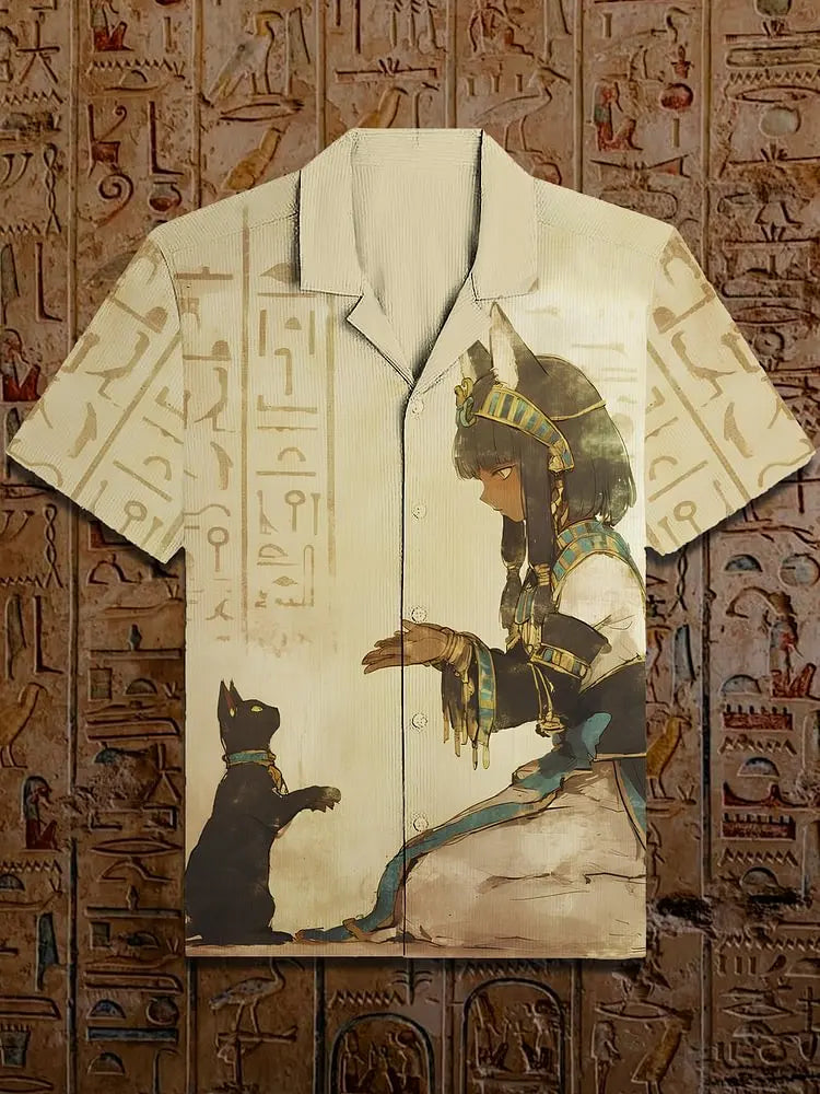 Funny Men's Cat Drinking Beer Shirts 3D Print Hawaiian Shirts Summer Men Women Short Sleeve Blouse Casual Vacation Beach Y2k Top