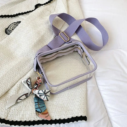 Fashion Shoulder Messenger Bag Transparent Crossbody Bag for Women Girls PVC Jelly Handbag (Excluding Ribbons)