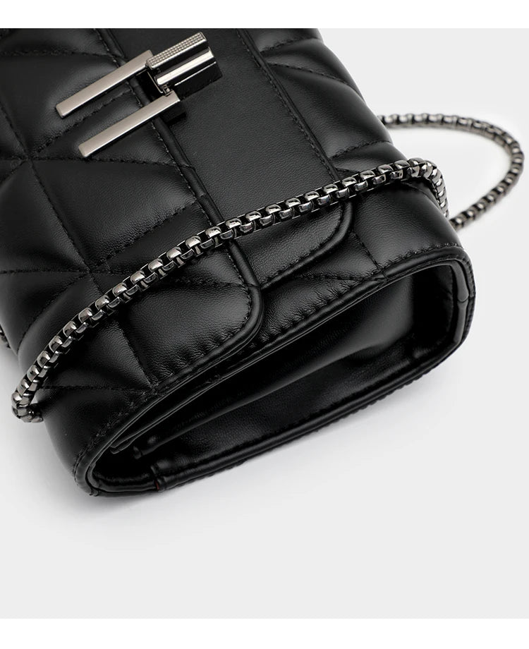 Black Luxury Handbags And Purse Women PU Leather Messenger Shoulder Bag Plaid Female Crossbody Bag Tassel Quilted Brand