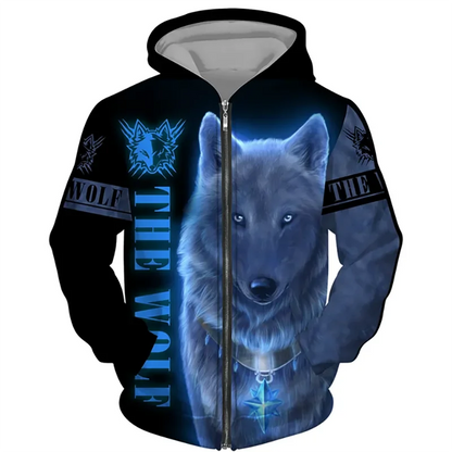 Animal Wolf 3D Print Hoodies Men Women Casual Fashion Streetwear Oversized Sweatshirts Zipper Hoodie Male Tracksuit Man Clothing