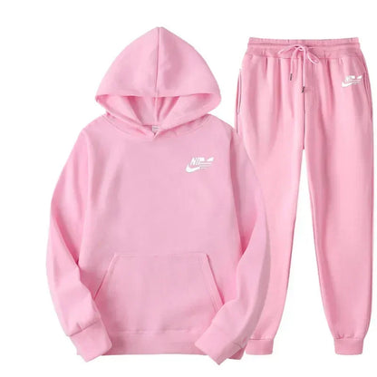 Ensemble Sport Co-ords Hoodie &amp; Pantalon – Style Preppy, Confort Élastique &amp; Toutes Saisons